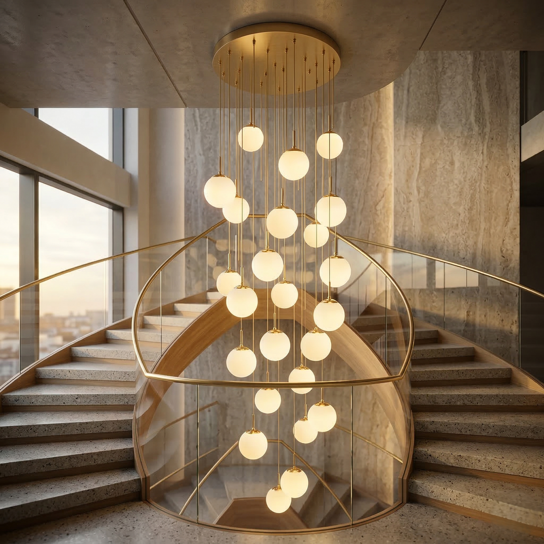 Осветително тяло Абажур Мат GOLD LUXURY STAIRCASE Gigant