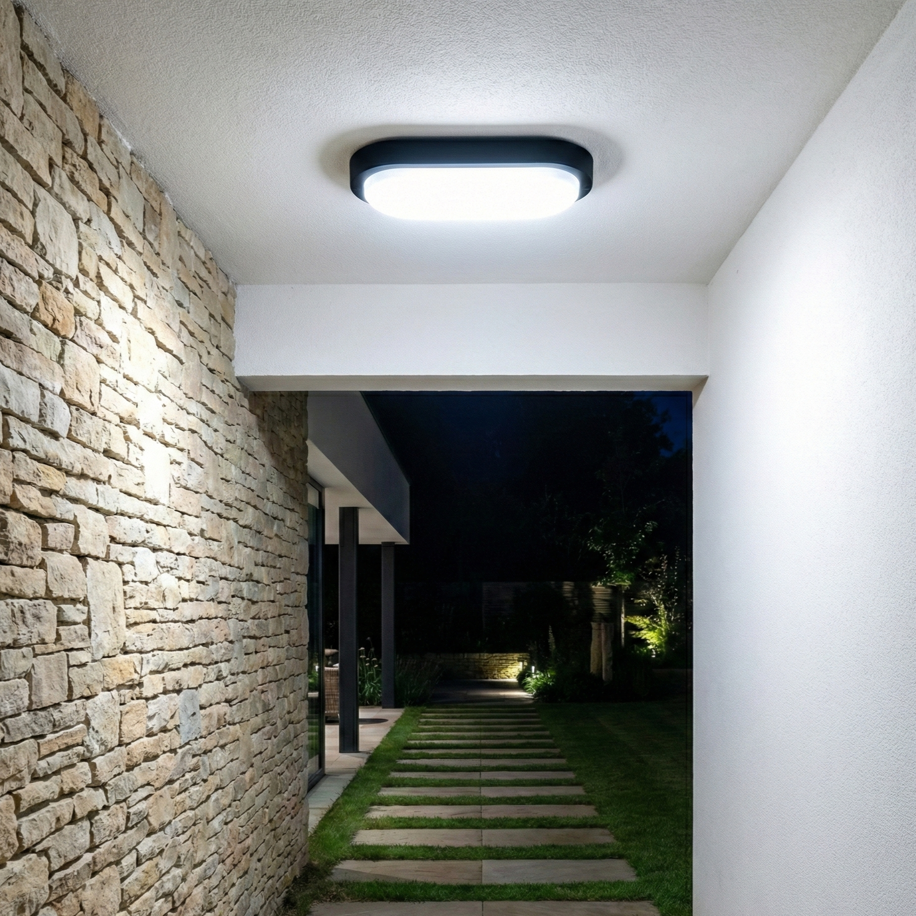 LED овален аплик BAT Черен 18W за външна употреба – еквивалент 150W