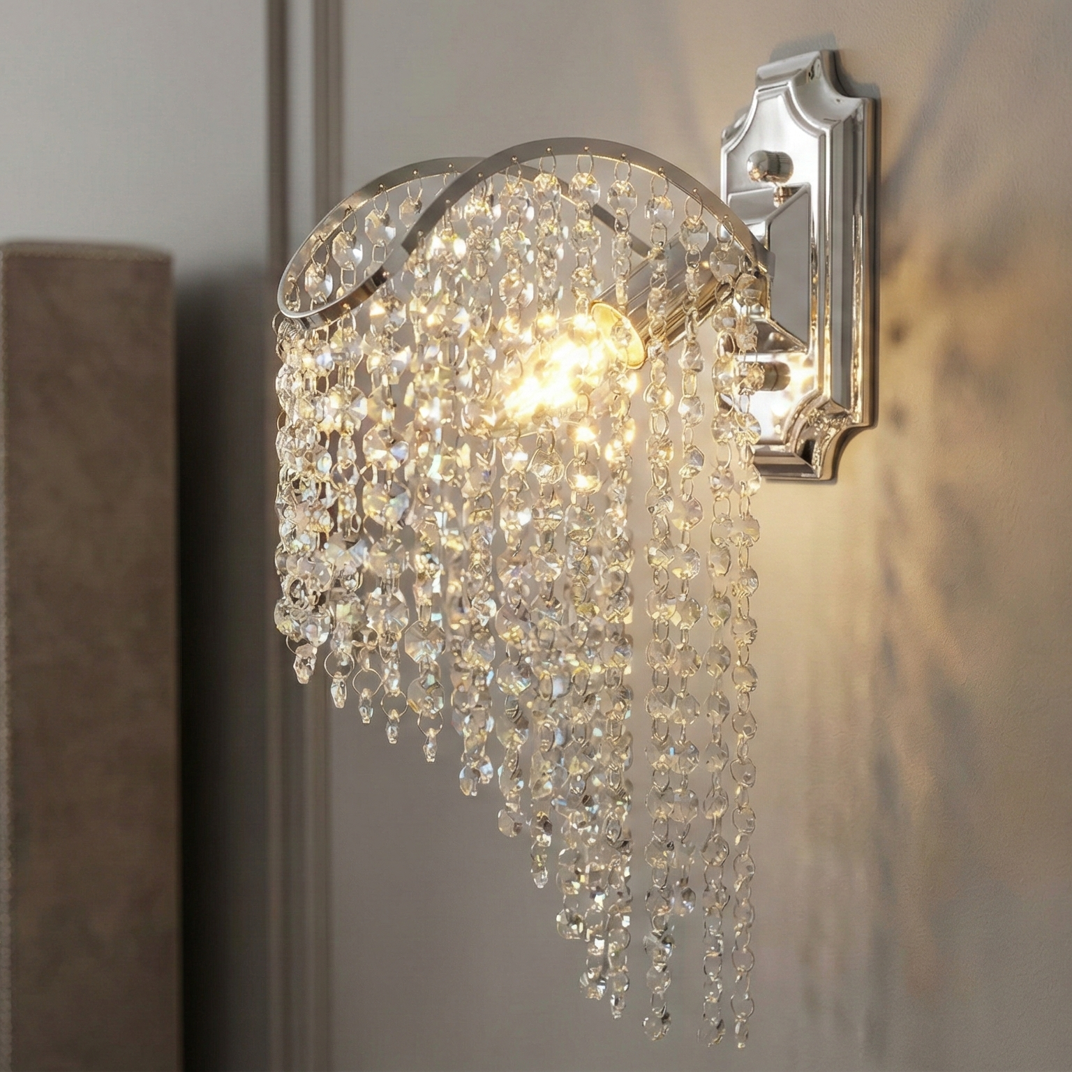 Стенен аплик с кристали FREDA Silver Solo 1xE27
