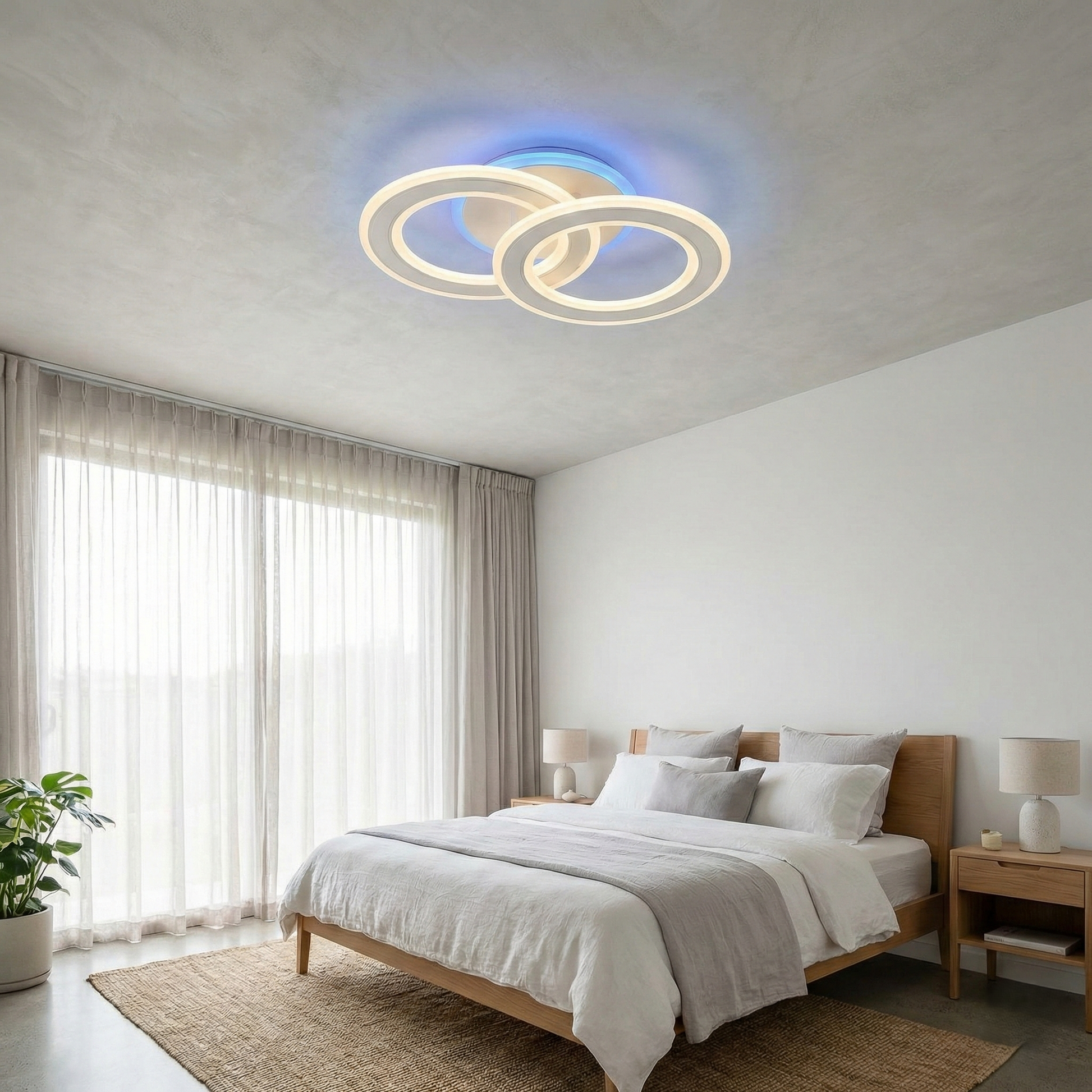 LED Осветително тяло Two Circle GRIDLINE Бяло RGB Еквивалент 400W с дистанционно