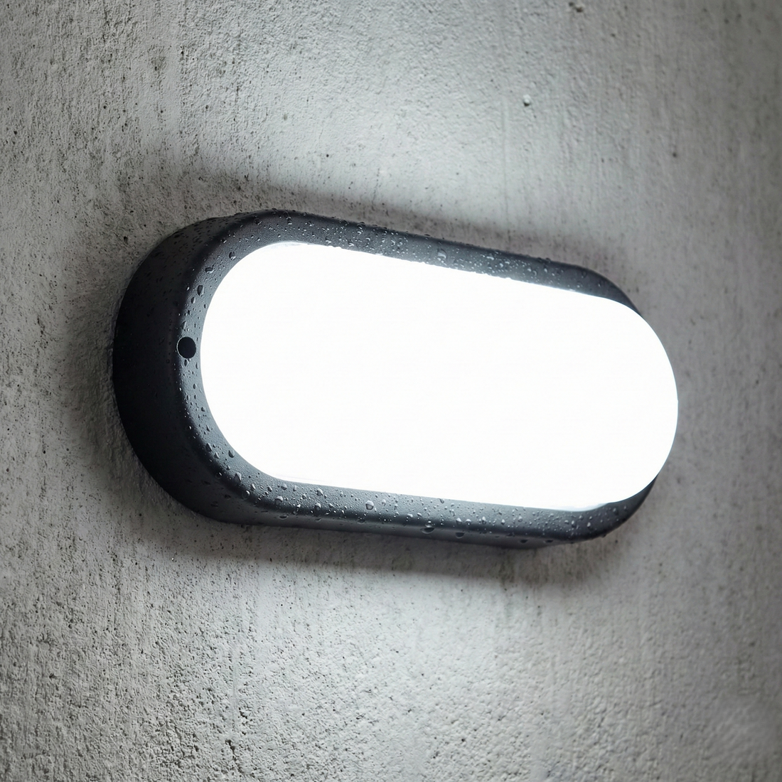 LED овален аплик BAT Черен 12W за външна употреба – еквивалент 100W