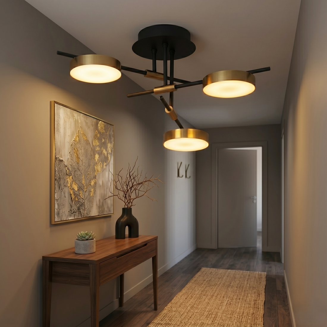 LED осветително тяло Kara Gold & Black – Топла светлина, еквивалент 200W