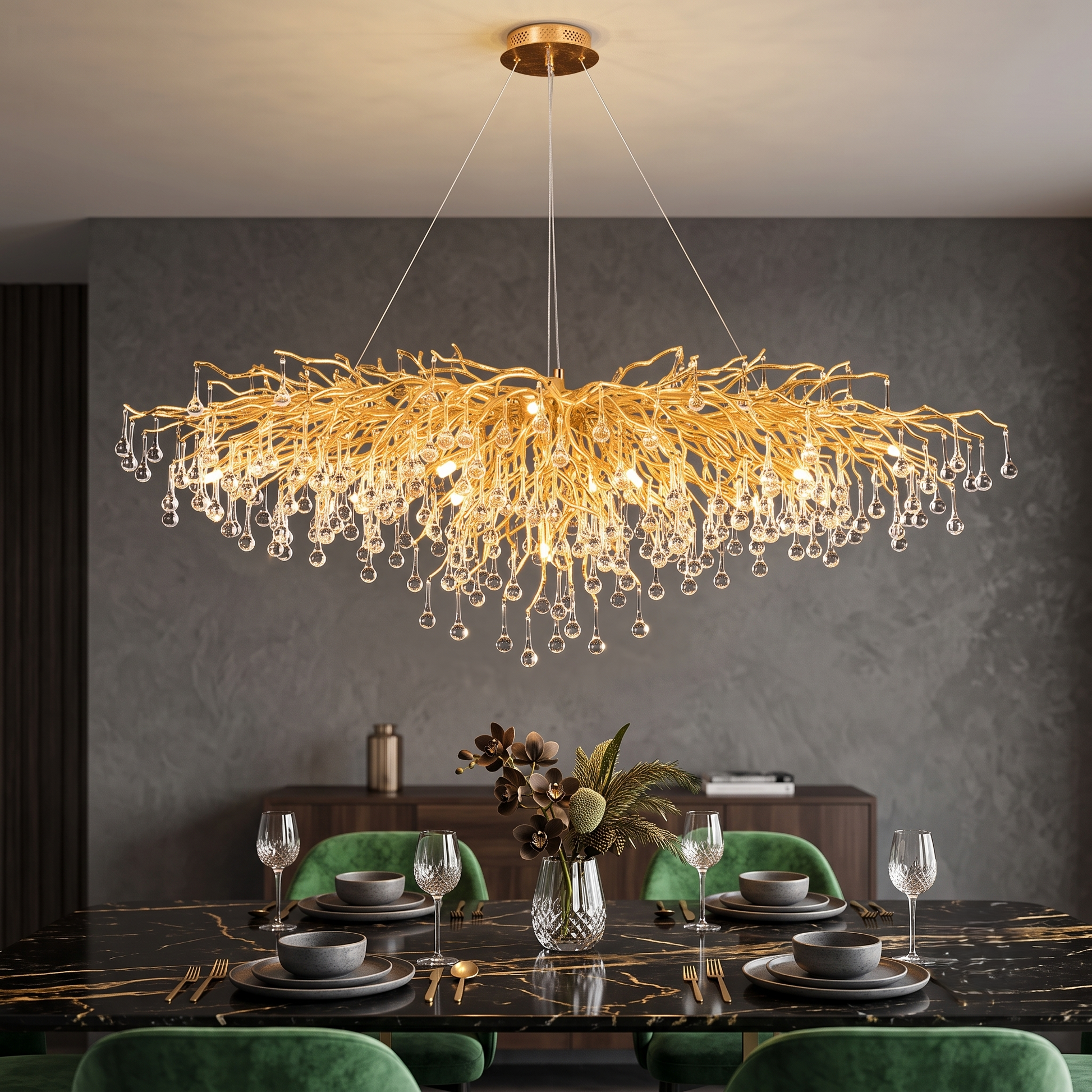 Полилей кристал LUXURY Golden Tears 140x50CM