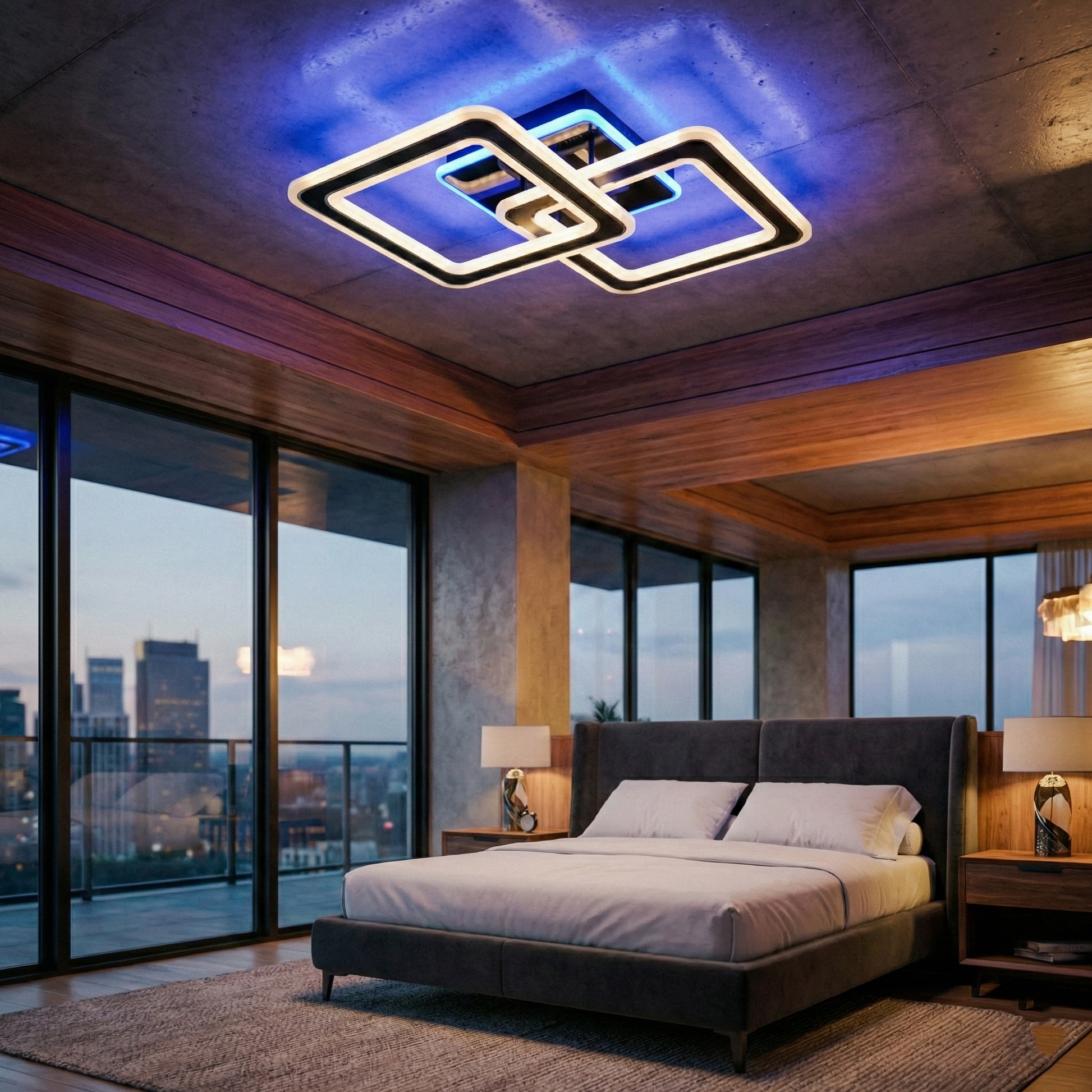 LED осветително тяло Two Square GRIDLINE Черно RGB – Еквивалент 500W, с дистанционно