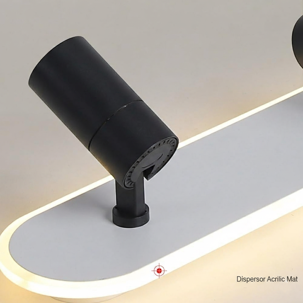 LED аплик със спотове 60 cm Бял + Черен – еквивалент 200W