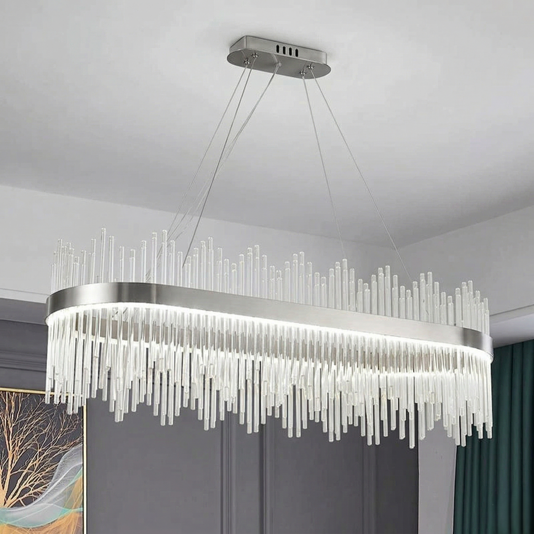 LED висящо осветително тяло CROWN Silver Crystal 80x30 см – еквивалент 600W