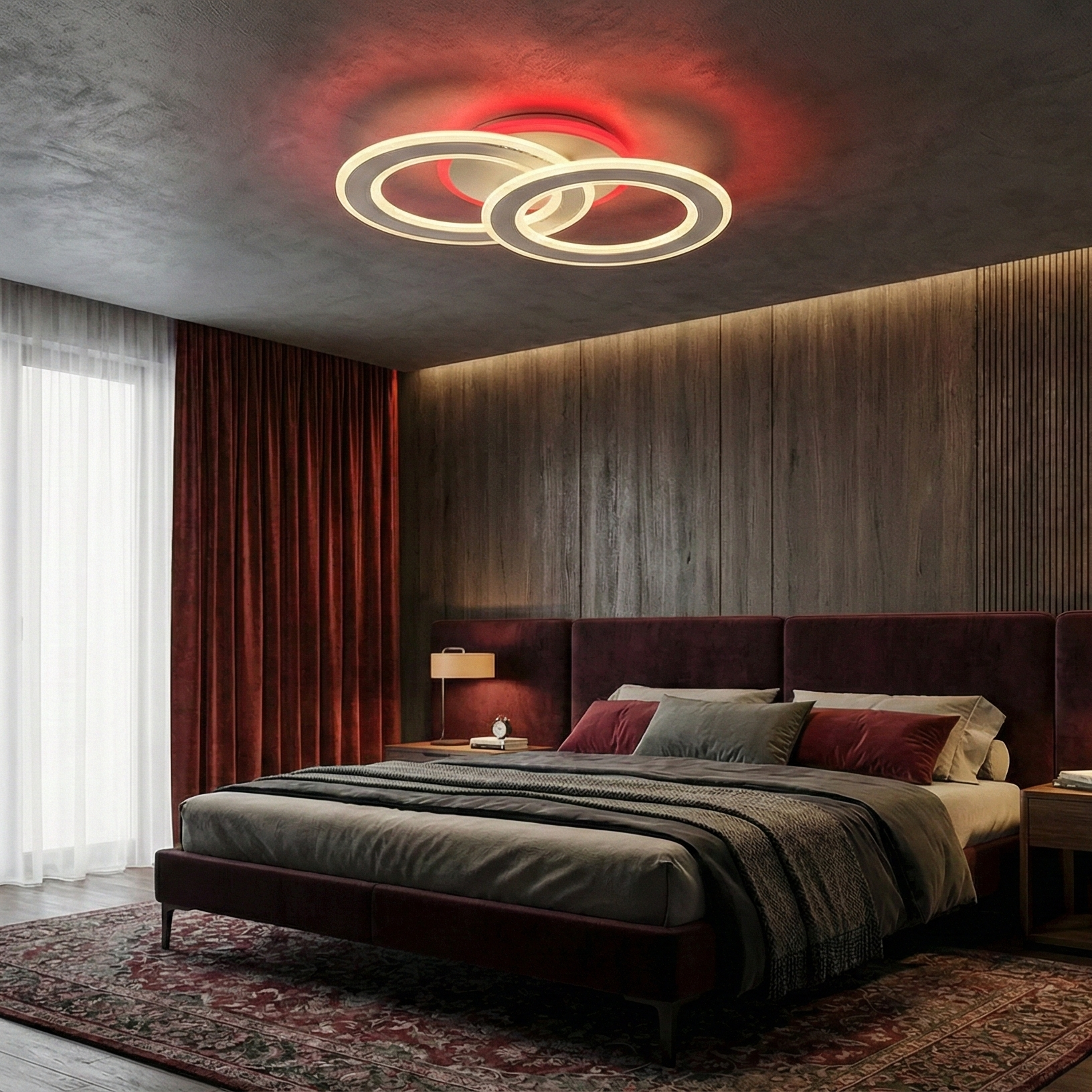 LED Осветително тяло Two Circle GRIDLINE Бяло RGB Еквивалент 400W с дистанционно