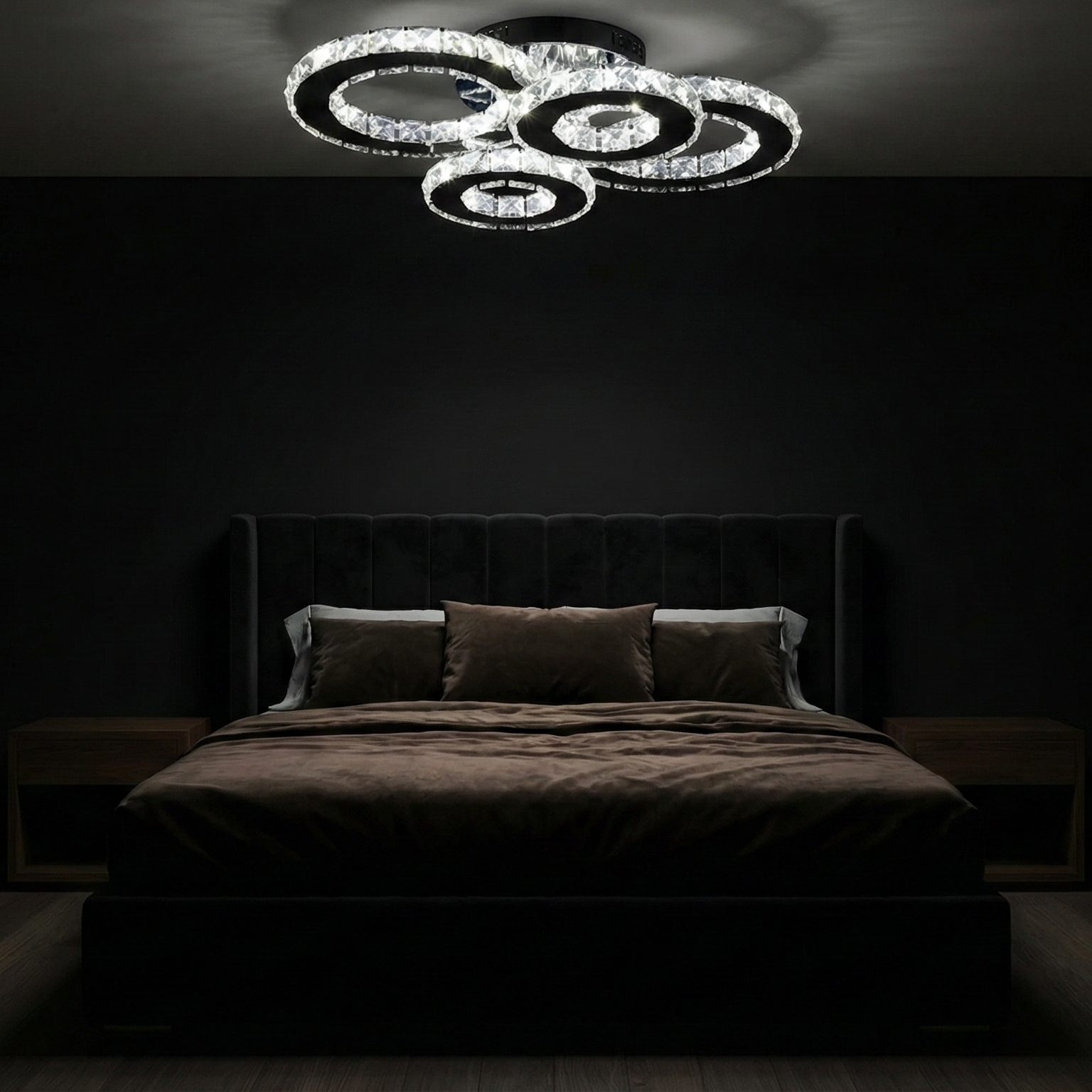 LED осветително тяло 2+2 CIRCLE Chrome кристал с дистанционно, еквивалент 400W