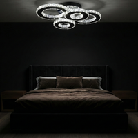 LED осветително тяло 2+2 CIRCLE Chrome кристал с дистанционно, еквивалент 400W