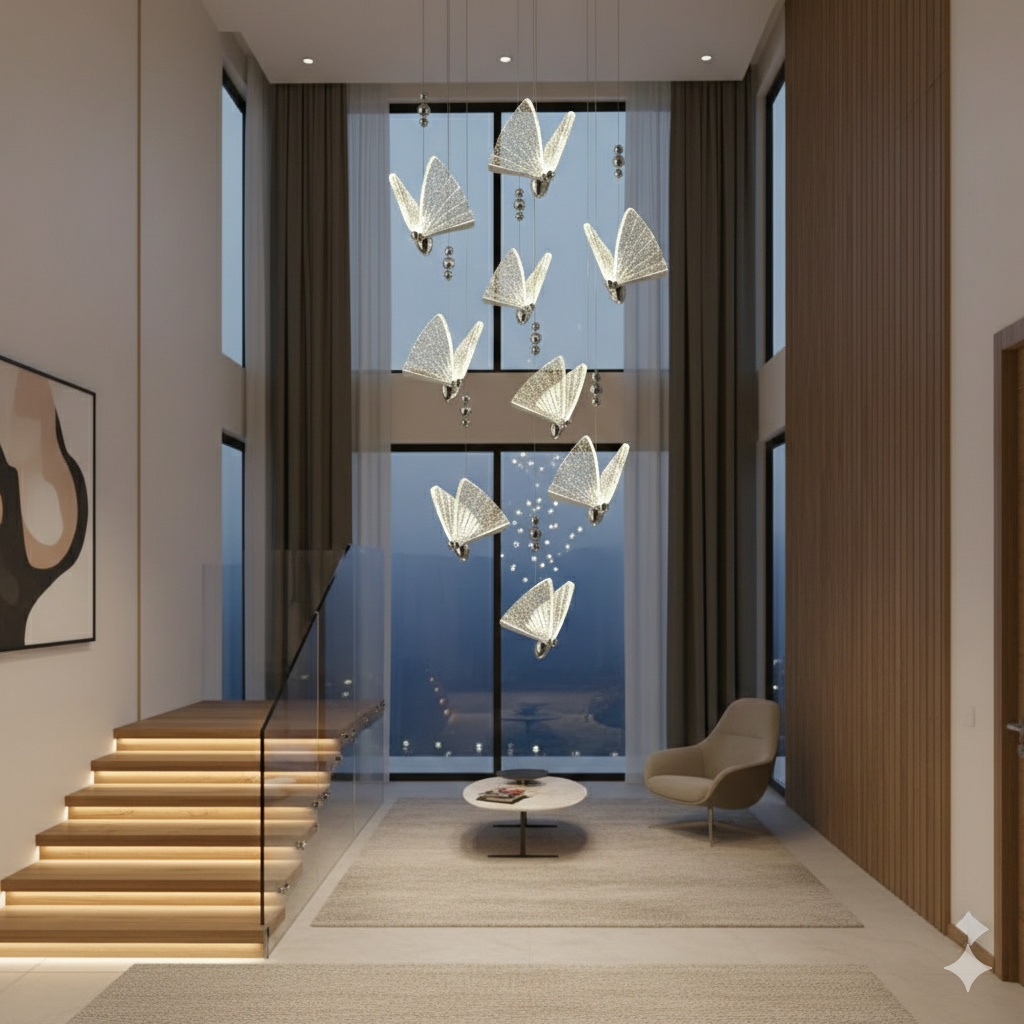 LED осветително тяло Luxury 9 Silver Butterflies