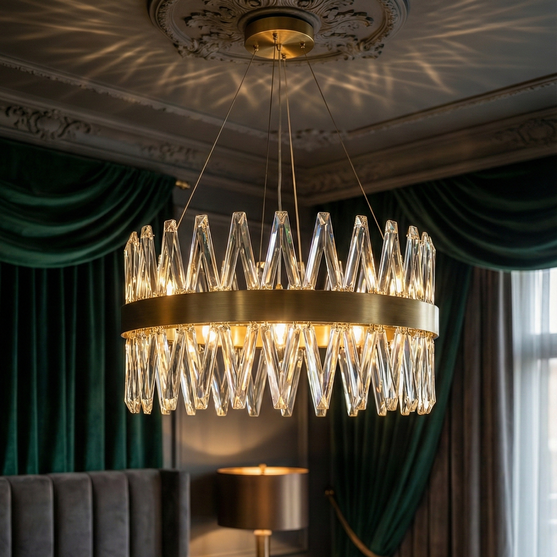 LED осветително тяло висящо Bijoux Gold Cristal дистанционно 40CM