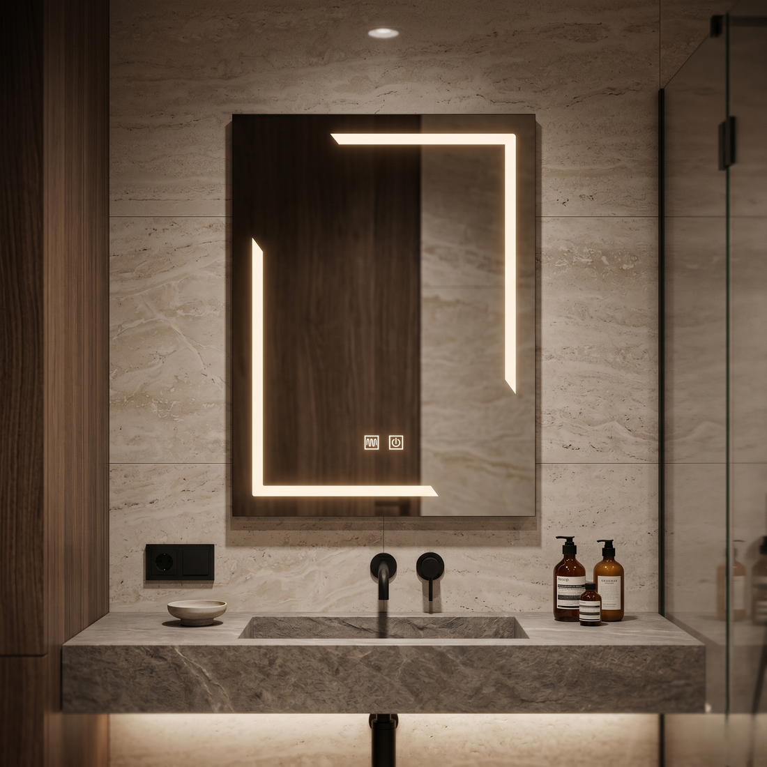 LED огледало 60x80cm с функция против замъгляване и Touch E38S