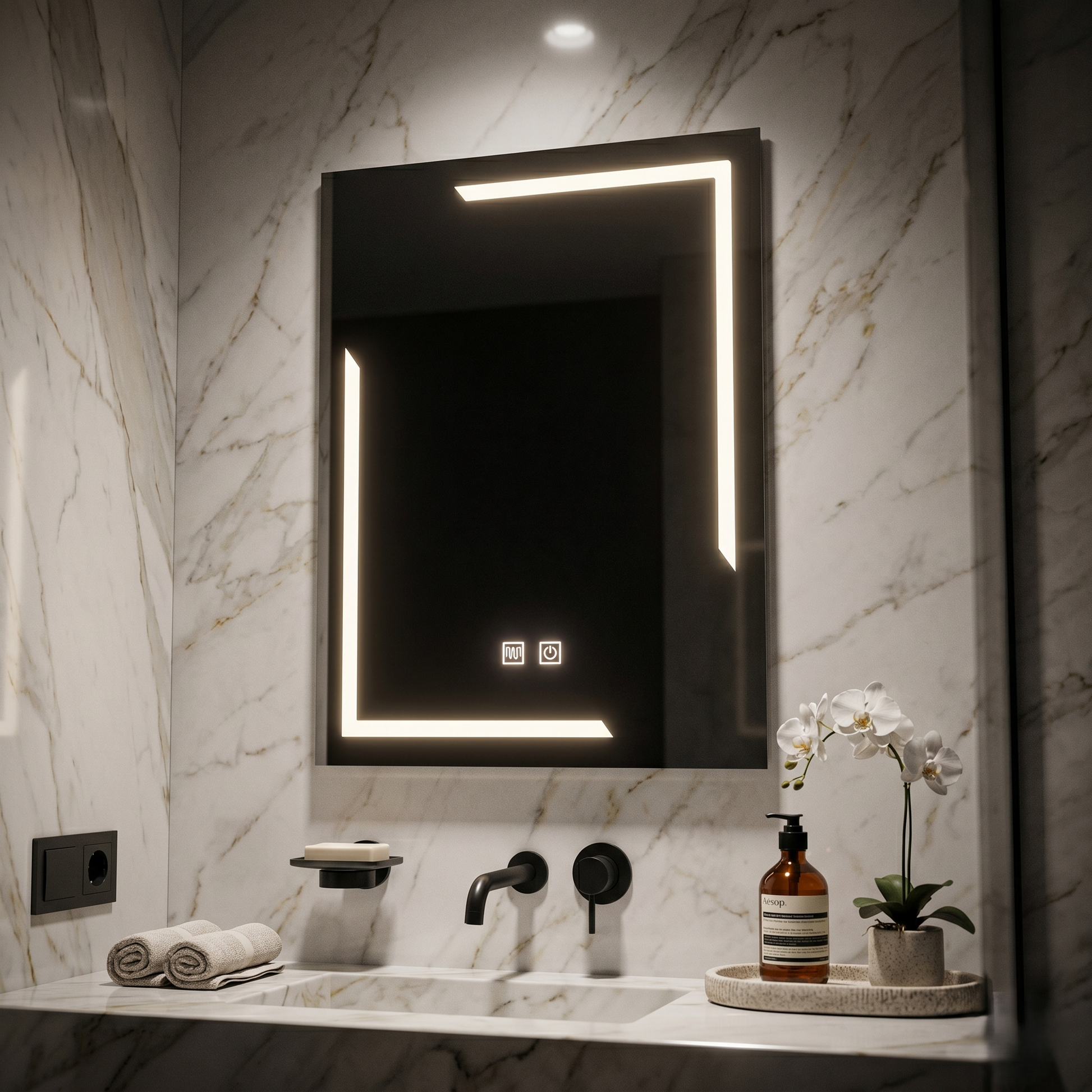 LED огледало 60x80cm с функция против замъгляване и Touch E38S