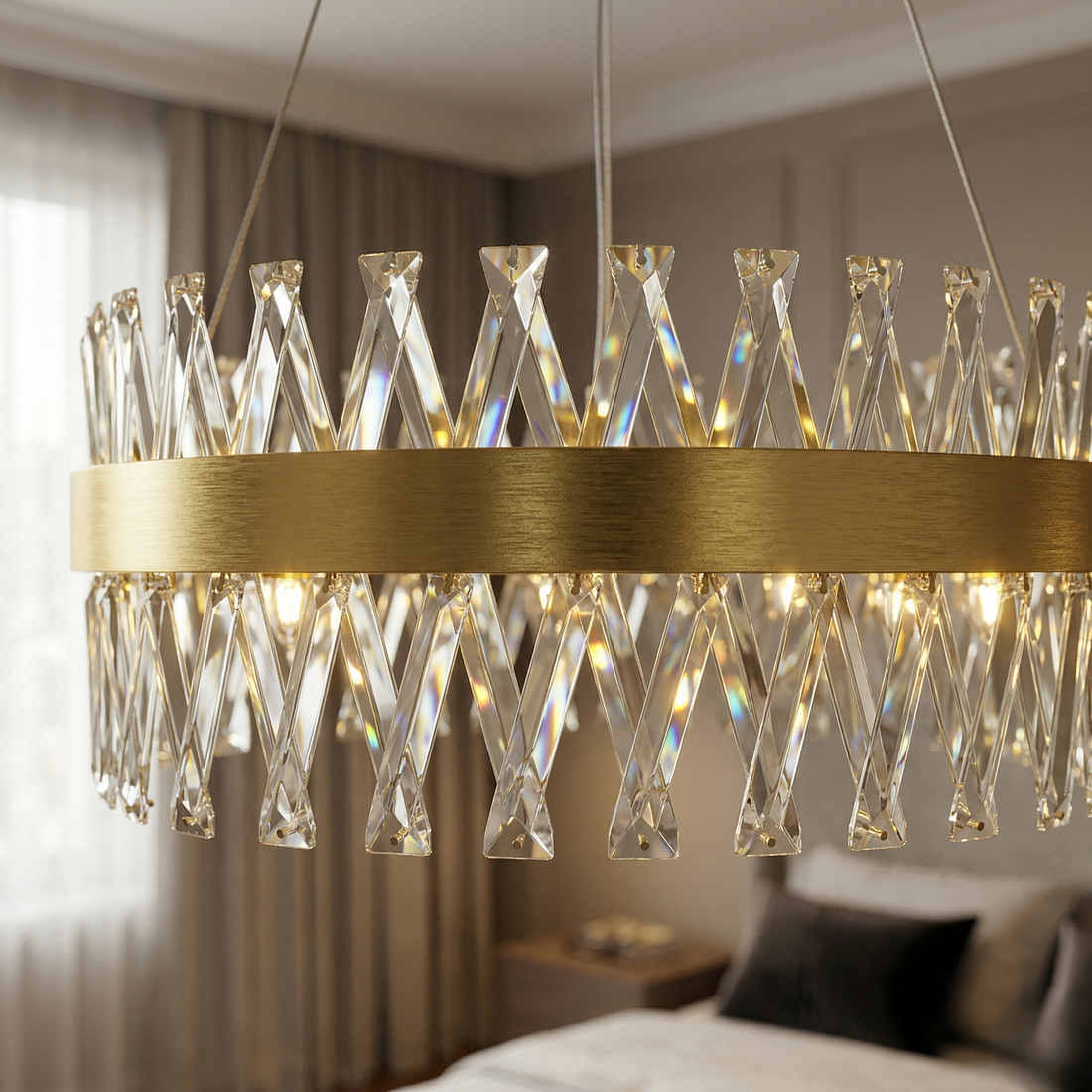 LED осветително тяло висящо Bijoux Gold Cristal дистанционно 40CM