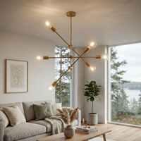 Осветително тяло в северен стил Mid-Century 6xE27 Gold