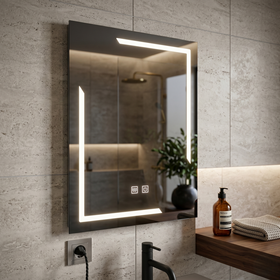 LED огледало 60x80cm с функция против замъгляване и Touch E38S