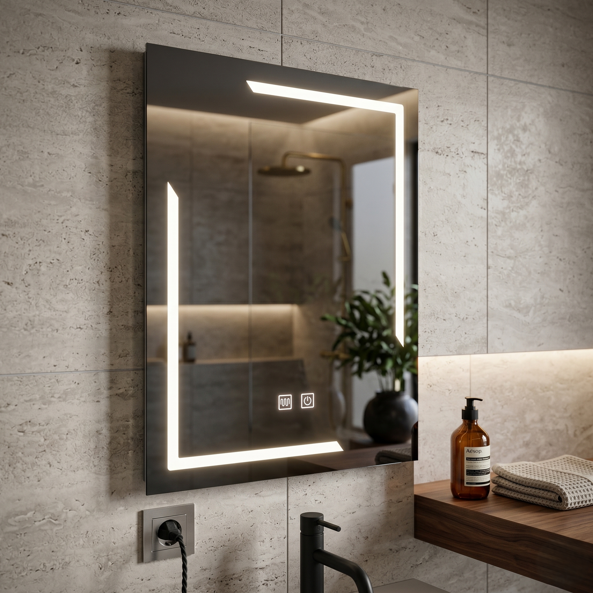 LED огледало 60x80cm с функция против замъгляване и Touch E38S