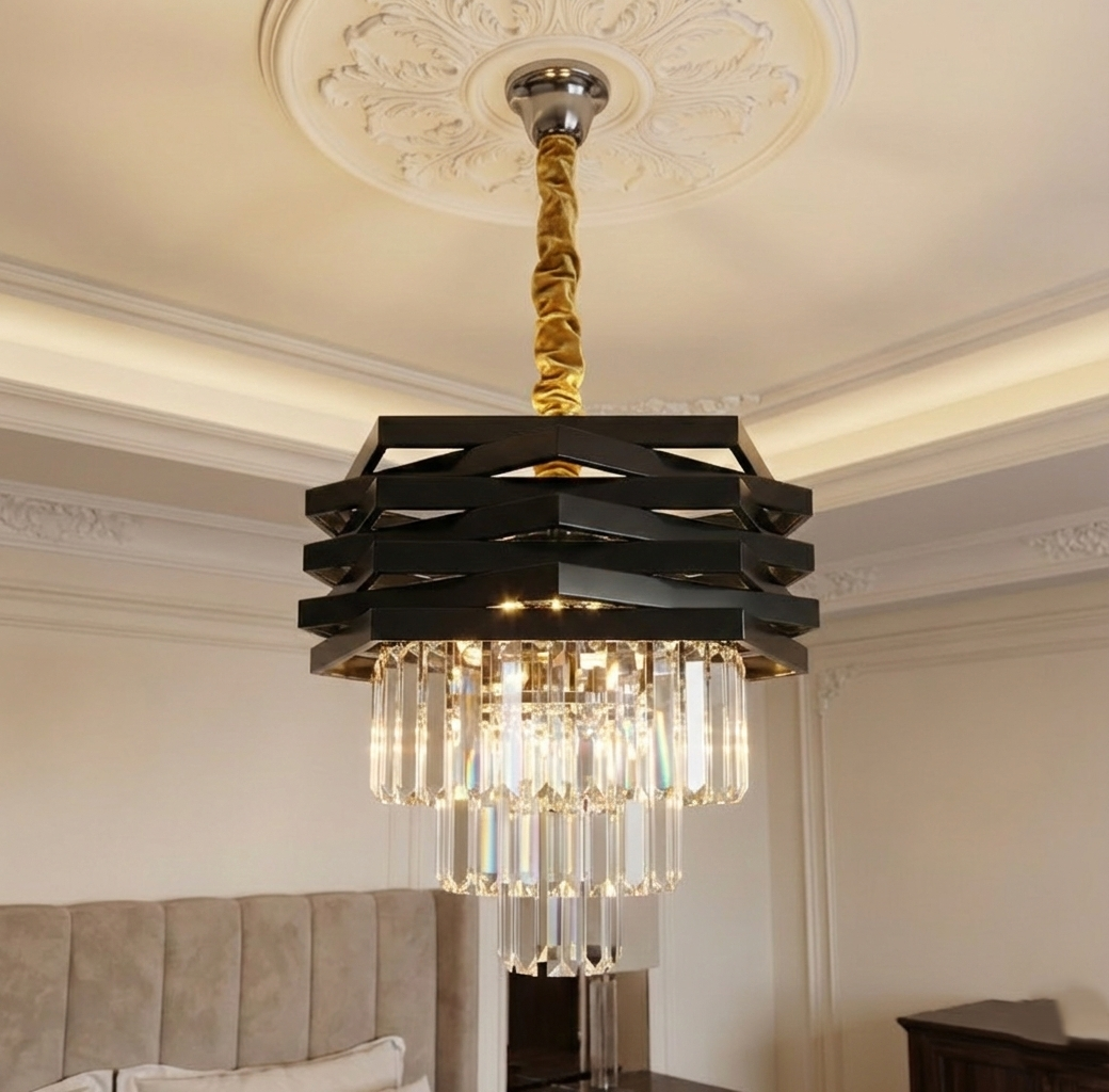 Кристален полилей Black MALVINA ⌀40CM