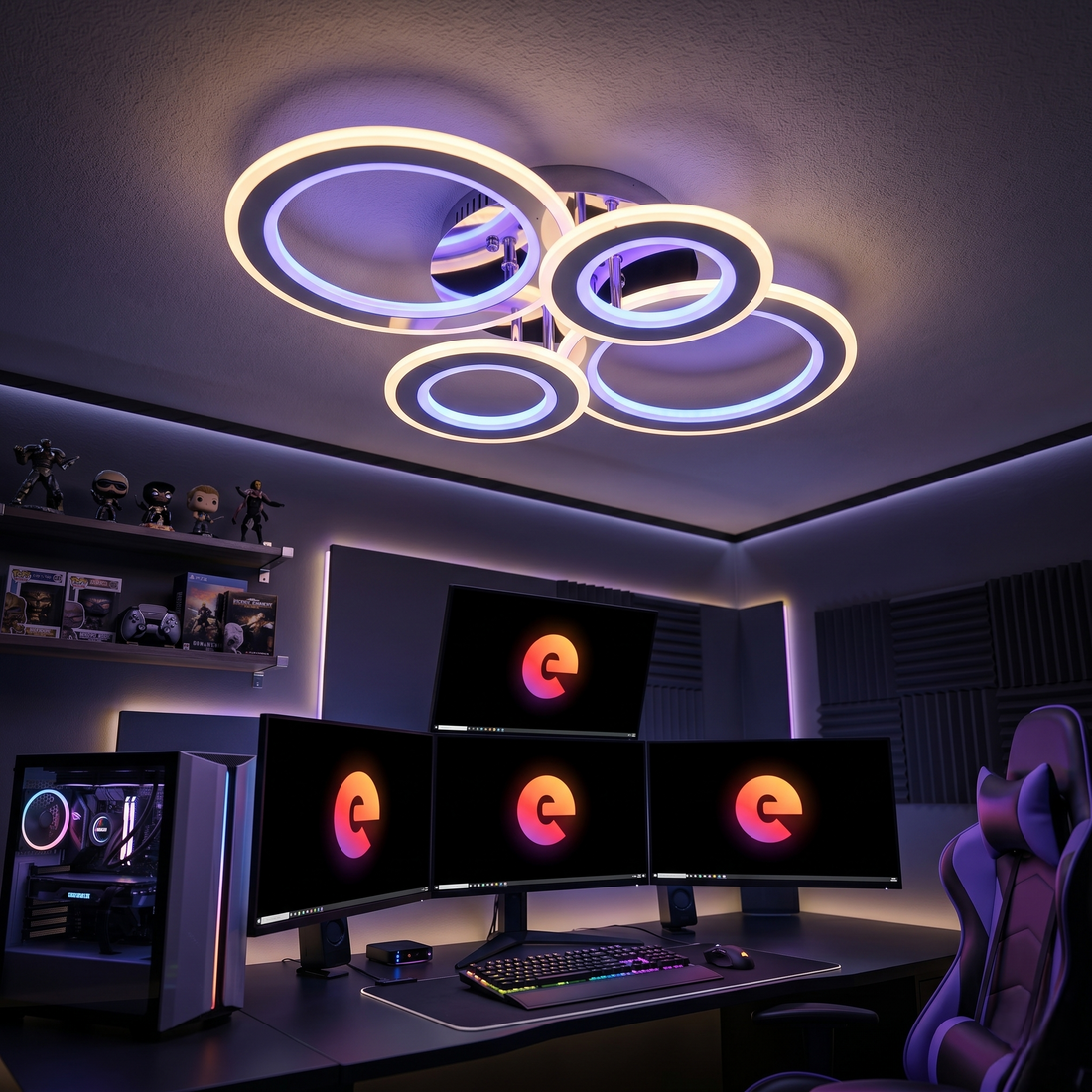 LED осветително тяло 2+2 CIRCLE CHROME RGB-MIX Еквивалент 800W С дистанционно управление
