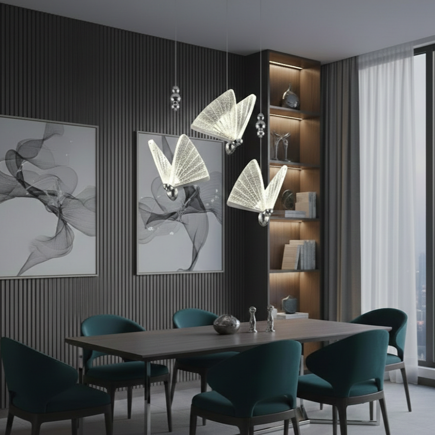 LED осветително тяло Luxury 3 Silver Butterflies