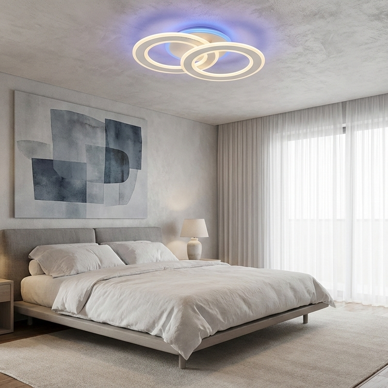 LED Осветително тяло Two Circle GRIDLINE Бяло RGB Еквивалент 400W с дистанционно