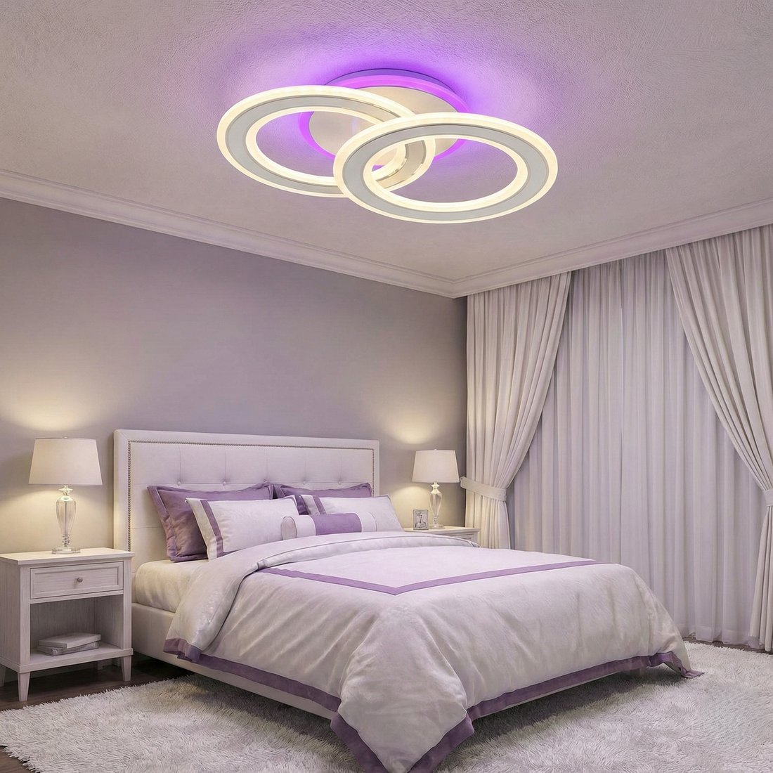 LED Осветително тяло Two Circle GRIDLINE Бяло RGB Еквивалент 400W с дистанционно