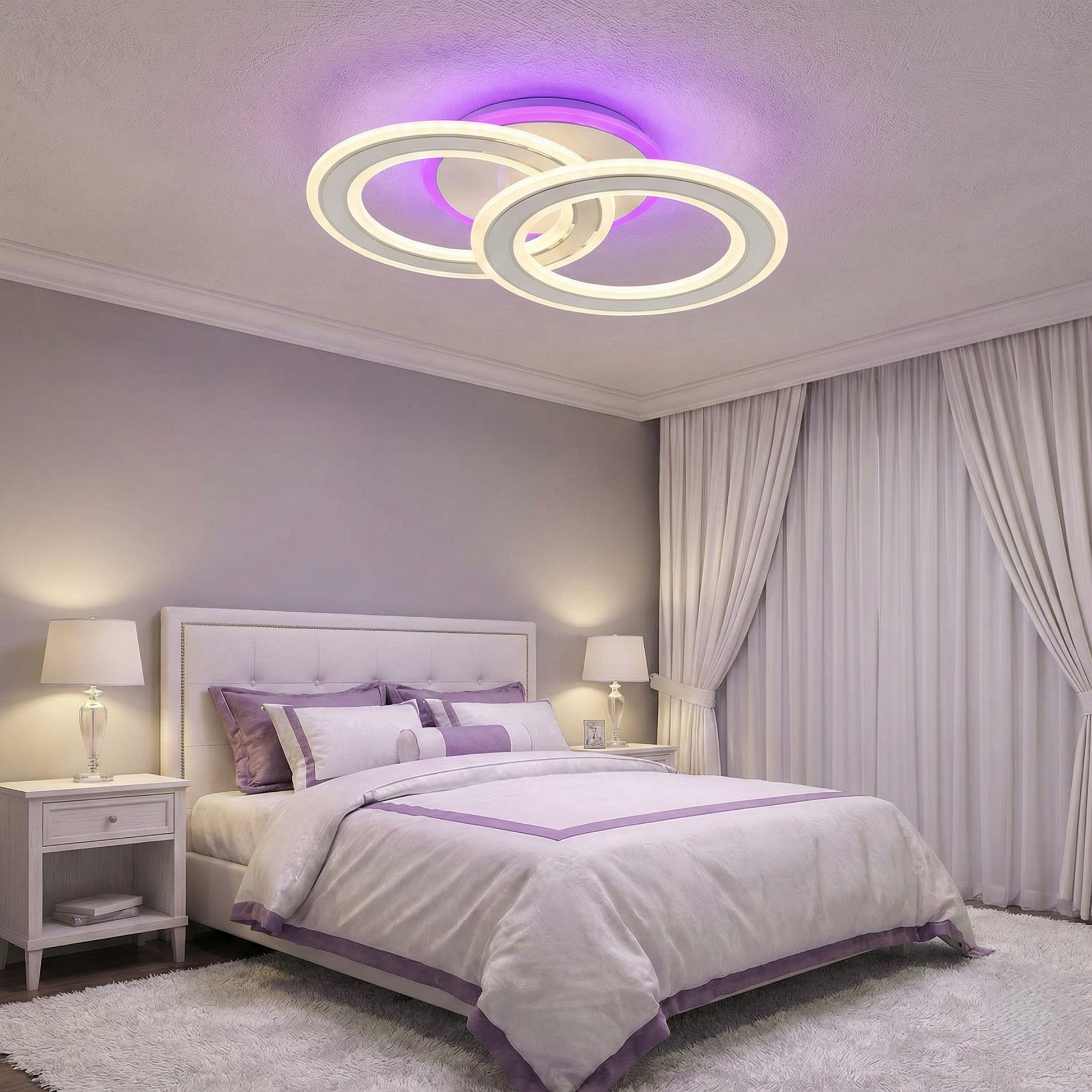 LED Осветително тяло Two Circle GRIDLINE Бяло RGB Еквивалент 400W с дистанционно