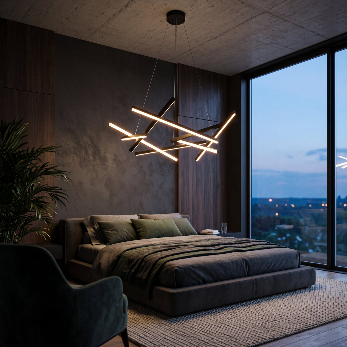LED осветително тяло LINNES Black с дистанционно, еквивалент на 500W