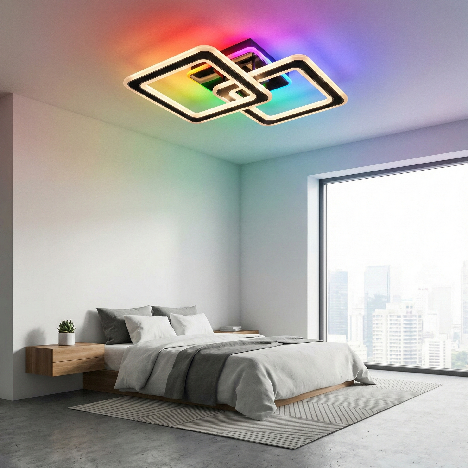 LED осветително тяло Two Square GRIDLINE Черно RGB – Еквивалент 500W, с дистанционно