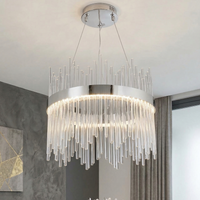 LED висящо осветително тяло CROWN Silver Crystal 40 см – еквивалент 300W