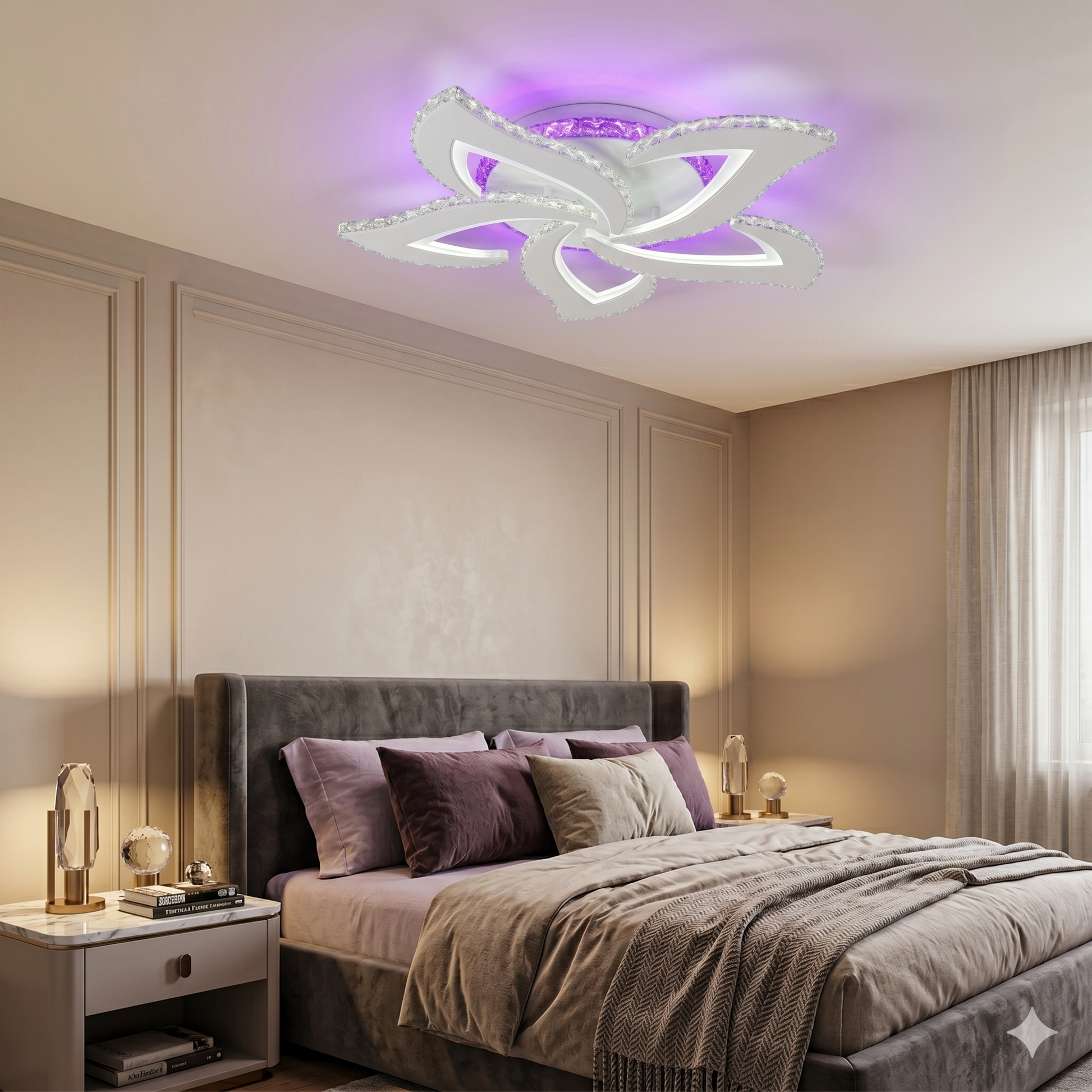 LED осветително тяло Camelia кристал бяла RGB еквивалент 600W с дистанционно