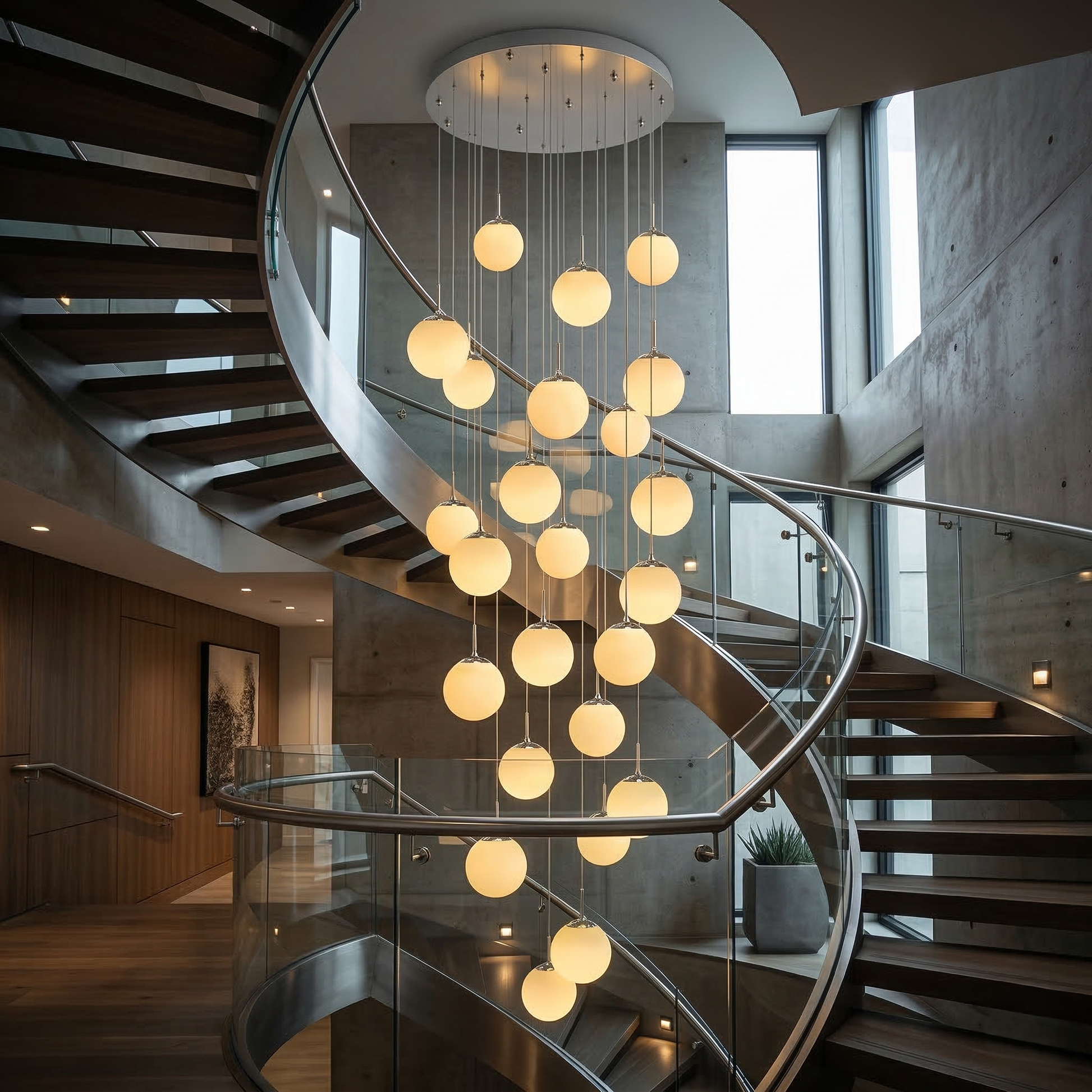 Осветително тяло Абажур Мат SILVER LUXURY STAIRCASE Gigant