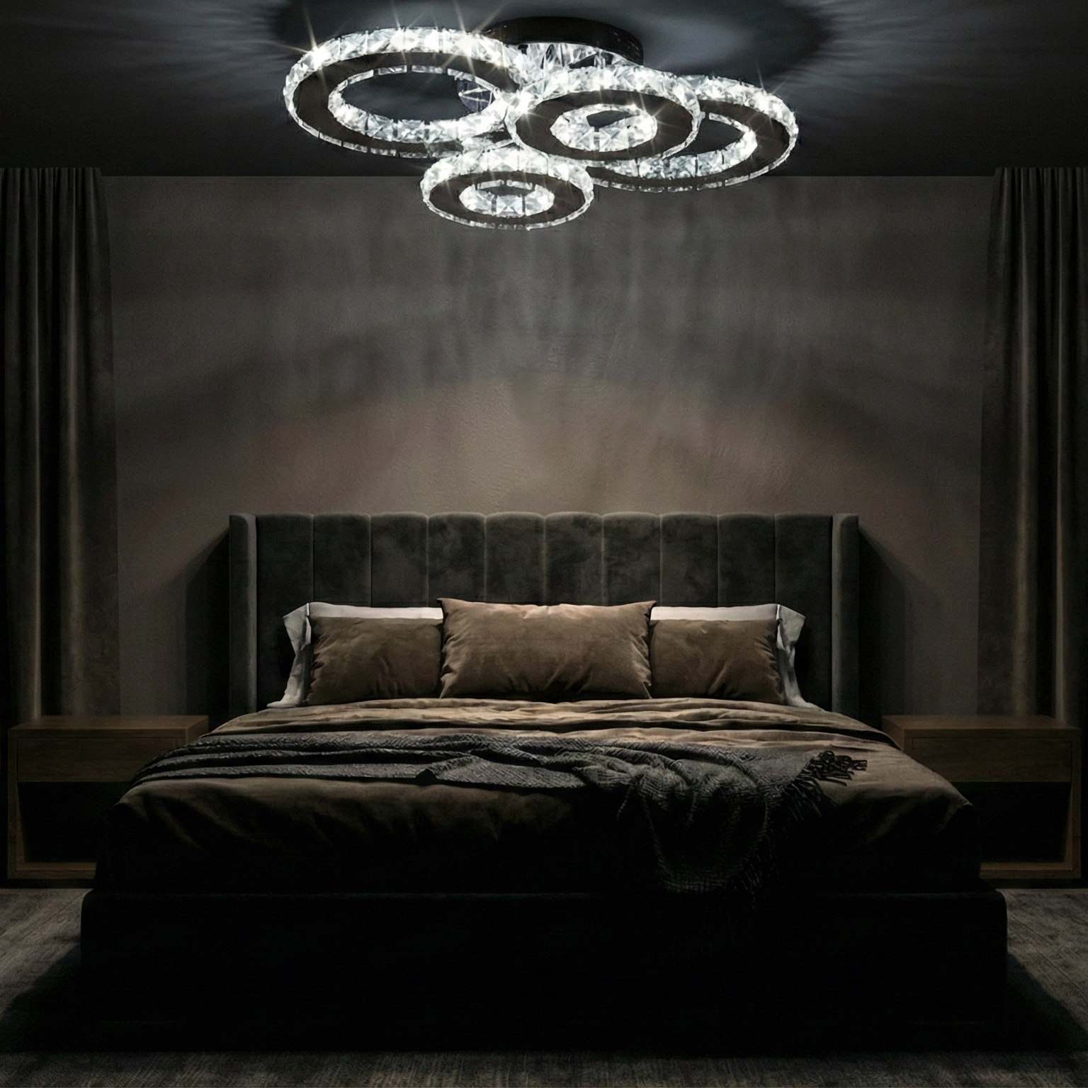 LED осветително тяло 2+2 CIRCLE Chrome кристал с дистанционно, еквивалент 400W