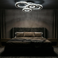 LED осветително тяло 2+2 CIRCLE Chrome кристал с дистанционно, еквивалент 400W
