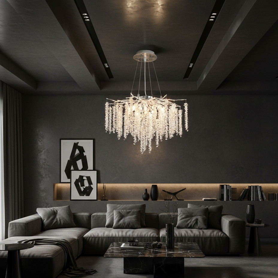 Кристален полилей LUXURY Silver Willow 60 cm