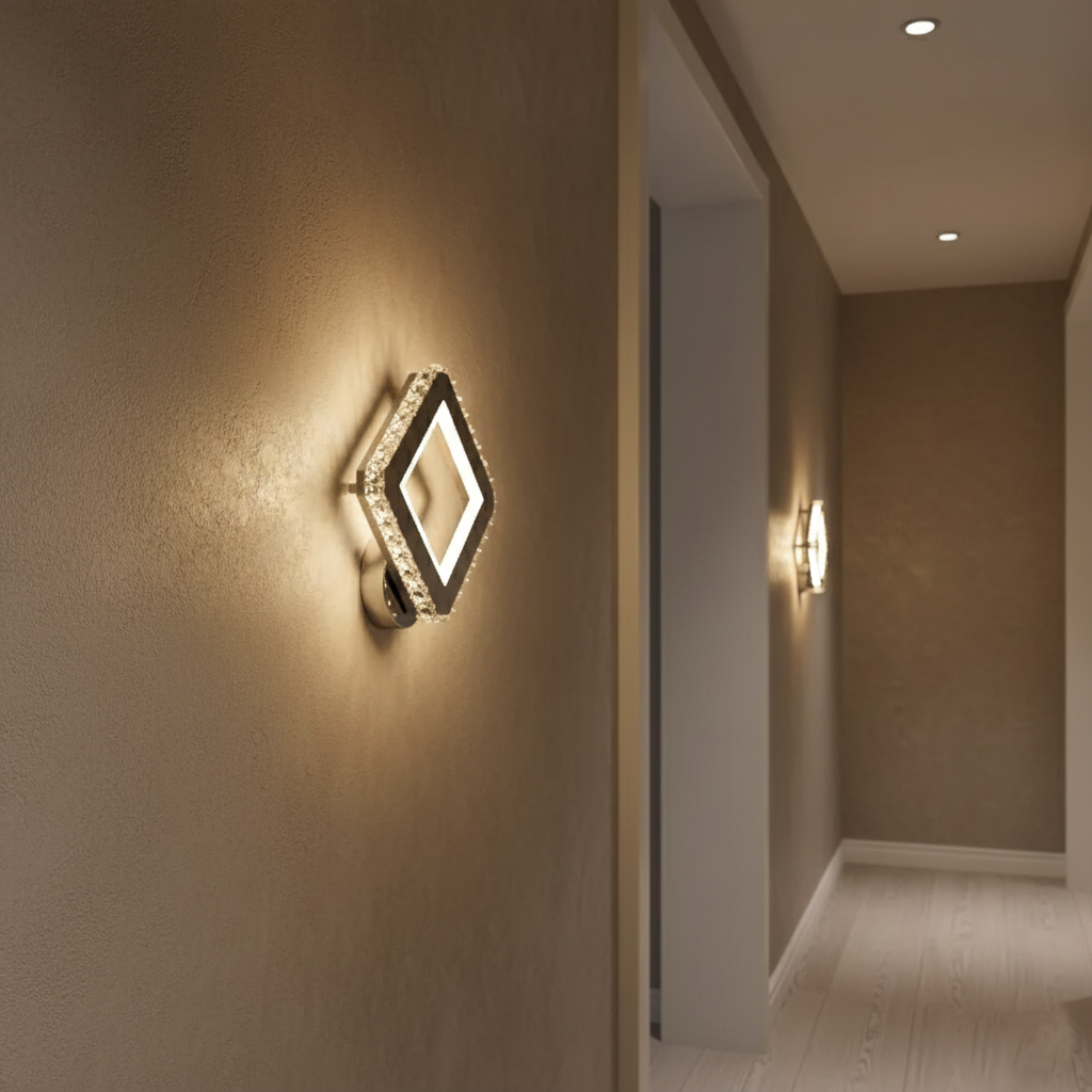 LED стенен аплик с кристали Diamond Edge Chrome