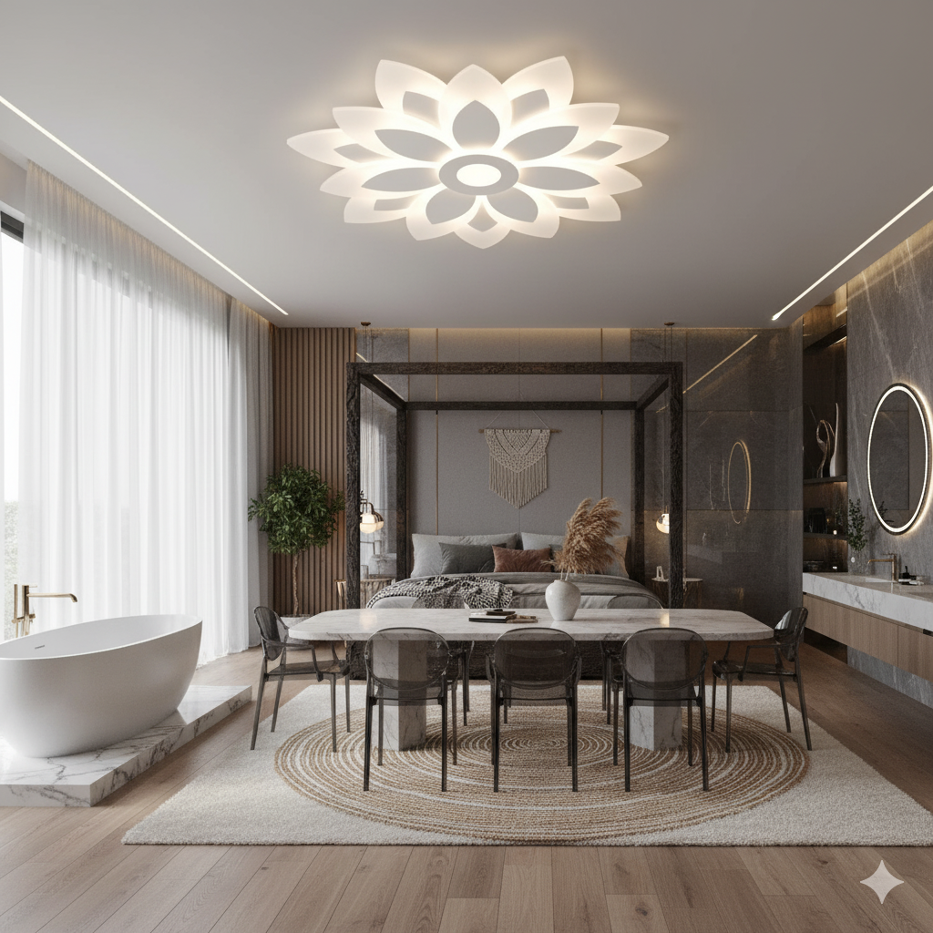 Lustra LED Aplicata Brilux White Echivalent 550W Telecomanda Lighting Fixtures