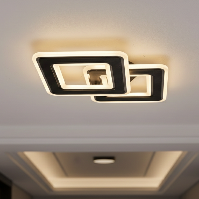 LED Аплик Square GRIDLINE Черен – Еквивалент 300W с дистанционно