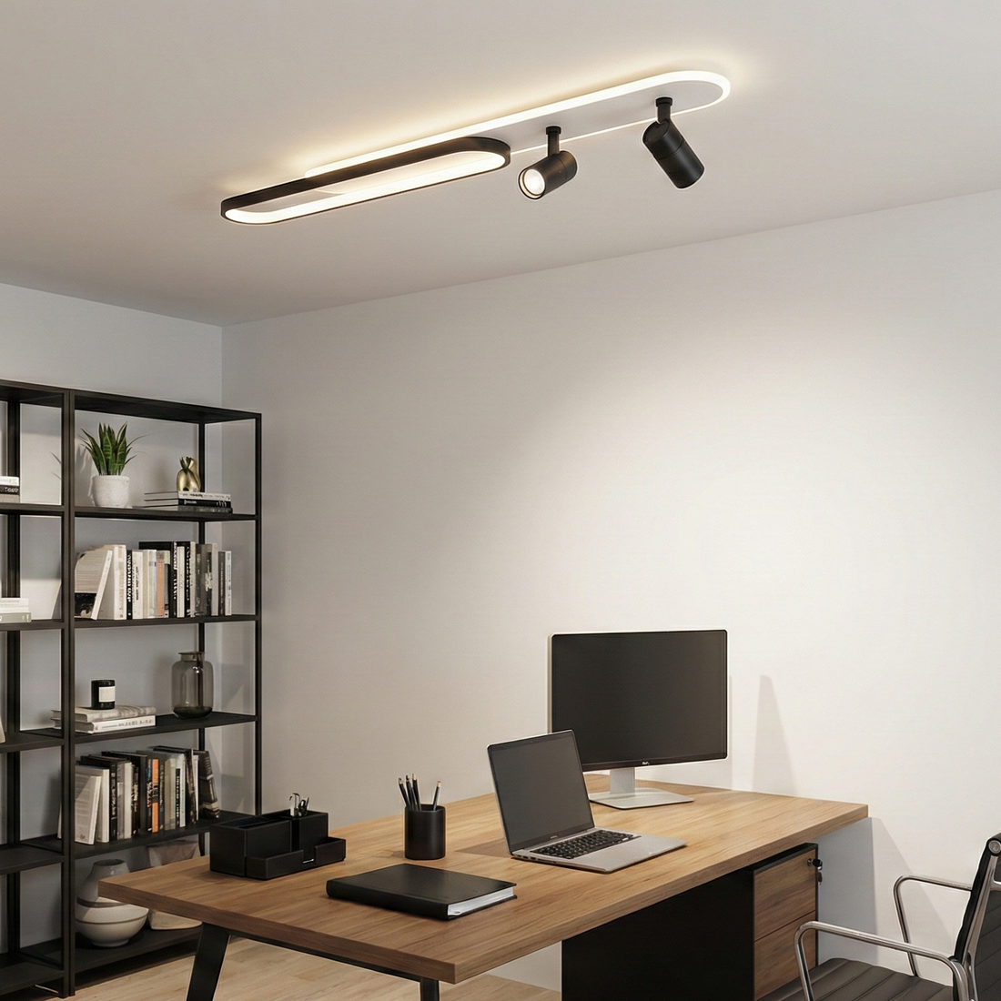 LED аплик със спотове 100 cm Бял + Черен – еквивалент 300W