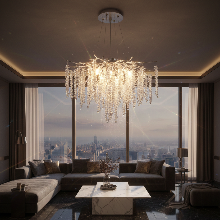 Кристален полилей LUXURY Silver Willow 60 cm