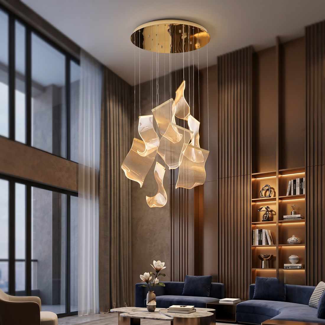 LED осветително тяло Luxury PAPER QUILL GOLD 8 елемента Еквивалент 150W Дистанционно
