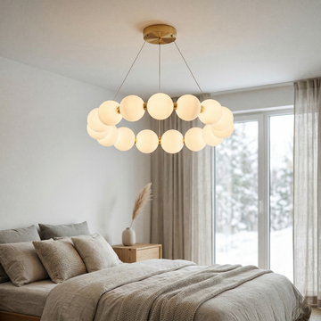 Окачено LED осветително тяло Gold PEARL еквивалент 200W с дистанционно