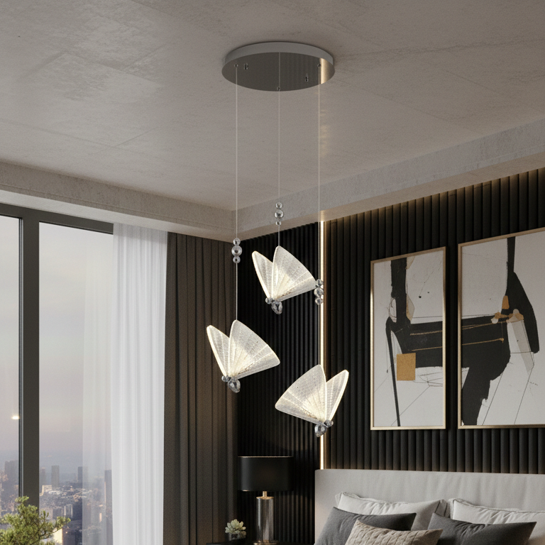LED осветително тяло Luxury 3 Silver Butterflies