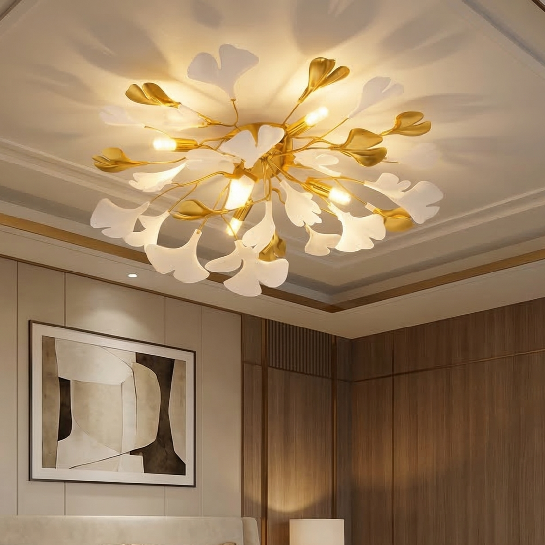 Осветително тяло LUXURY VALERY Golden 50CM с флорални елементи