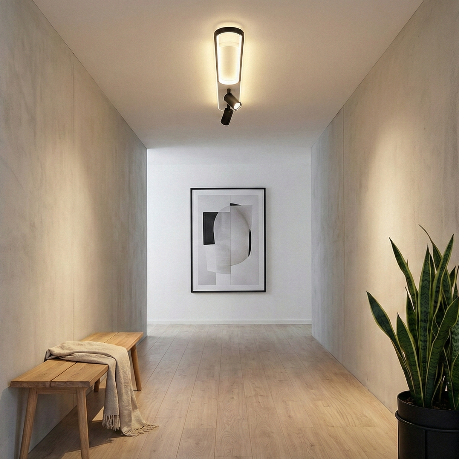 LED аплик със спотове 100 cm Бял + Черен – еквивалент 300W