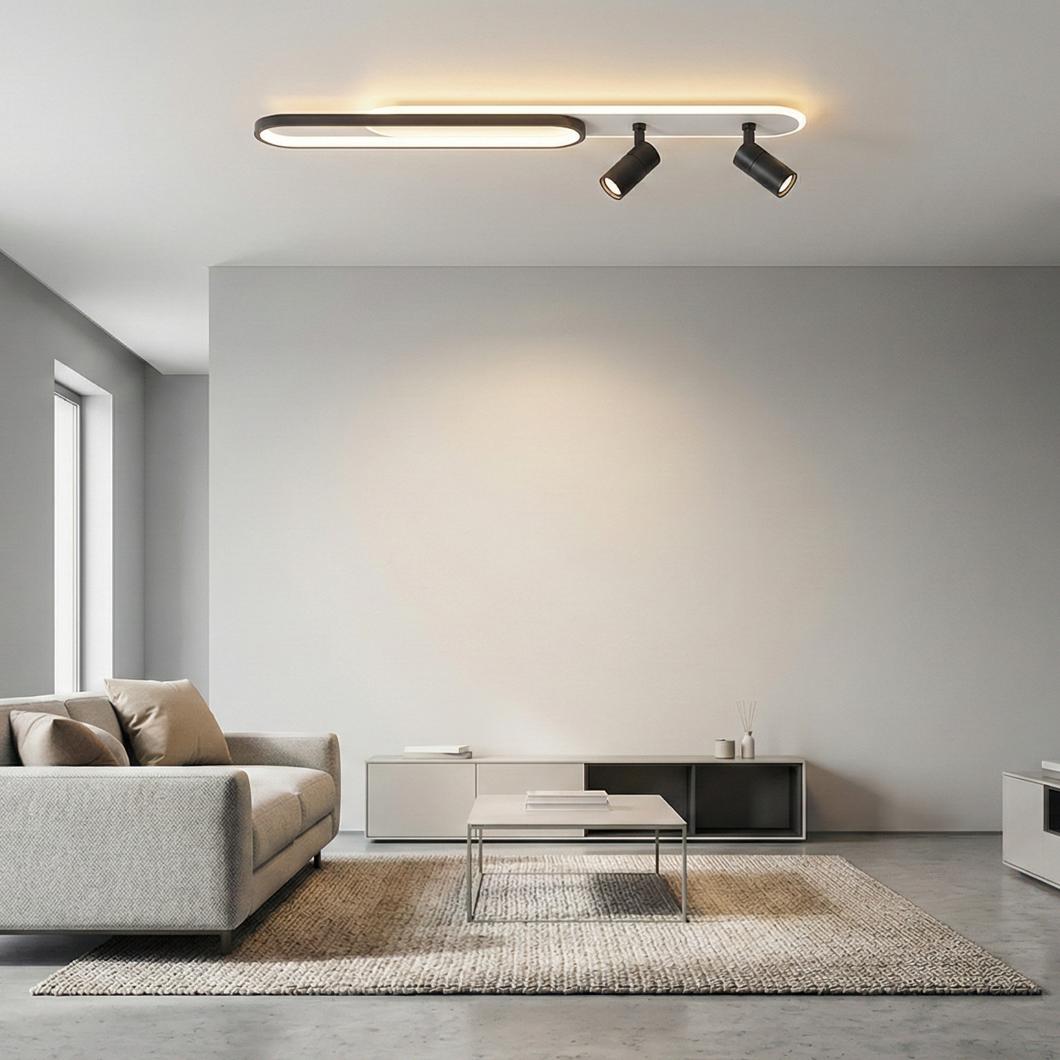 LED аплик със спотове 100 cm Бял + Черен – еквивалент 300W