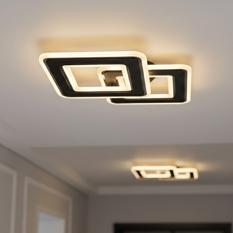 LED Аплик Square GRIDLINE Черен – Еквивалент 300W с дистанционно