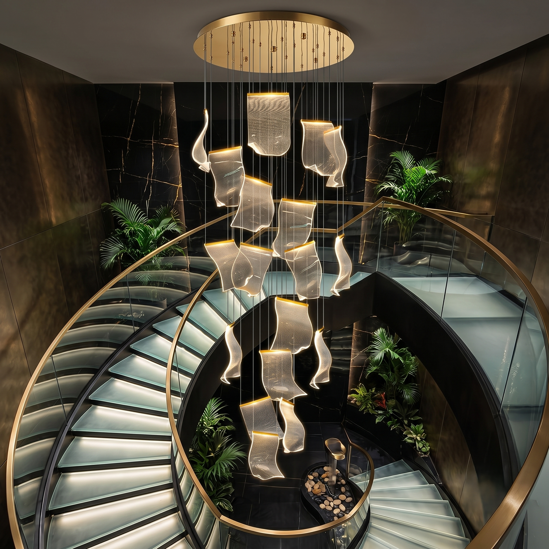 LED осветително тяло Luxury PAPER QUILL GOLD 18 елемента Еквивалент 350W Дистанционно