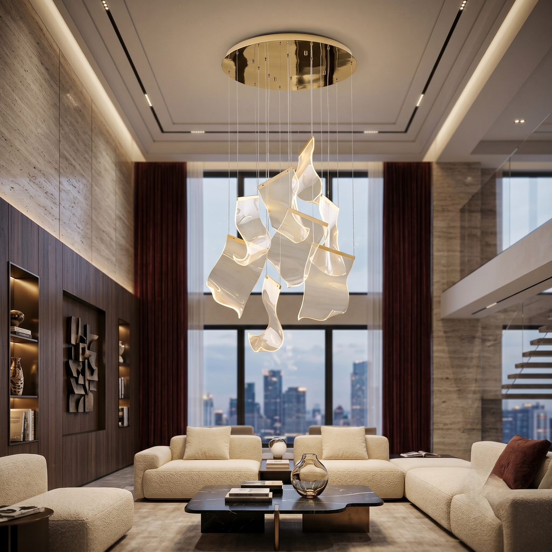 LED осветително тяло Luxury PAPER QUILL GOLD 8 елемента Еквивалент 150W Дистанционно