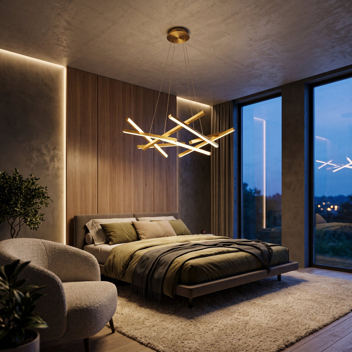 LED осветително тяло LINNES Gold с дистанционно, еквивалент на 500W